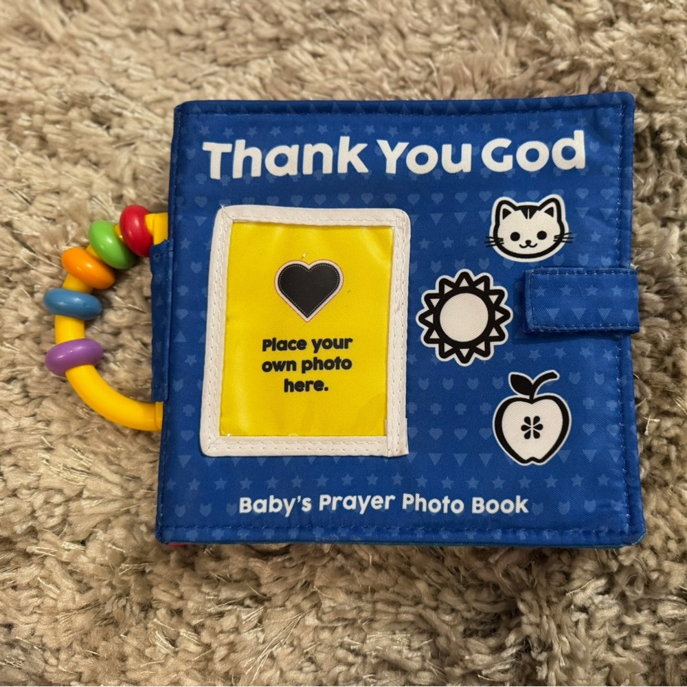Baby's Prayer Photo Book - Soft Fabric Book with Photo Slot 4x6" Sensory Toy